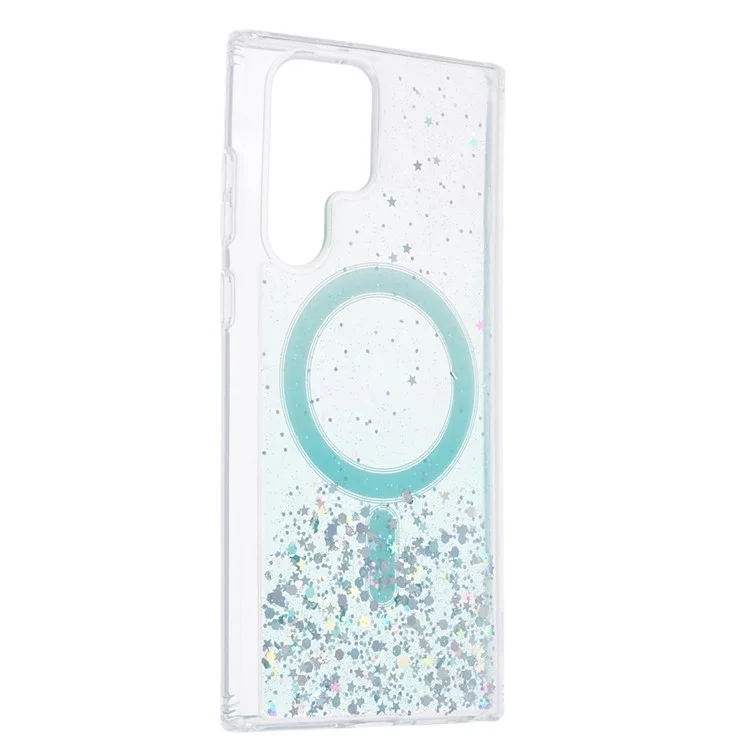 JTW Series Shockproof Case for Samsung Galaxy S22 Ultra 5G Case Compatible with MagSafe Glitter Epoxy TPU+Acrylic Phone Cover - Green