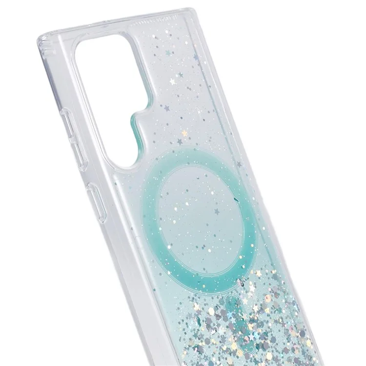 JTW Series Shockproof Case for Samsung Galaxy S22 Ultra 5G Case Compatible with MagSafe Glitter Epoxy TPU+Acrylic Phone Cover - Green