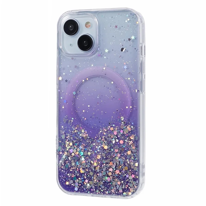 JTW Series for iPhone 15 Magnetic Case Gradient Glitter Sequins Epoxy Phone Cover - Purple