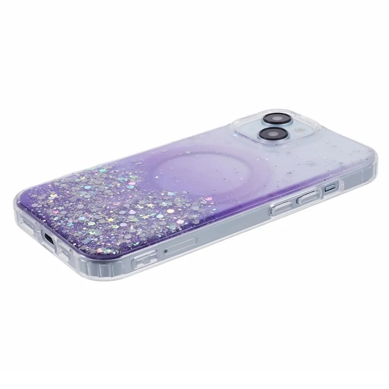 JTW Series for iPhone 15 Magnetic Case Gradient Glitter Sequins Epoxy Phone Cover - Purple