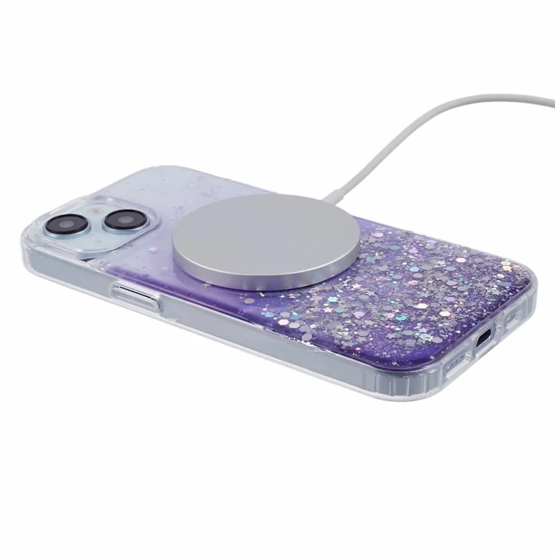 JTW Series for iPhone 14 Case Compatible with MagSafe Glitter Sequins Epoxy Phone Cover - Purple