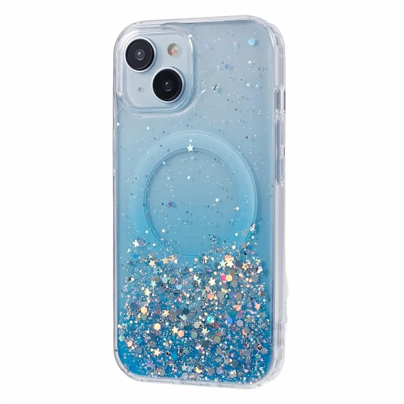 JTW Series for iPhone 14 Case Compatible with MagSafe Glitter Sequins Epoxy Phone Cover - Blue
