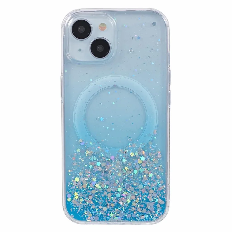 JTW Series for iPhone 14 Case Compatible with MagSafe Glitter Sequins Epoxy Phone Cover - Blue