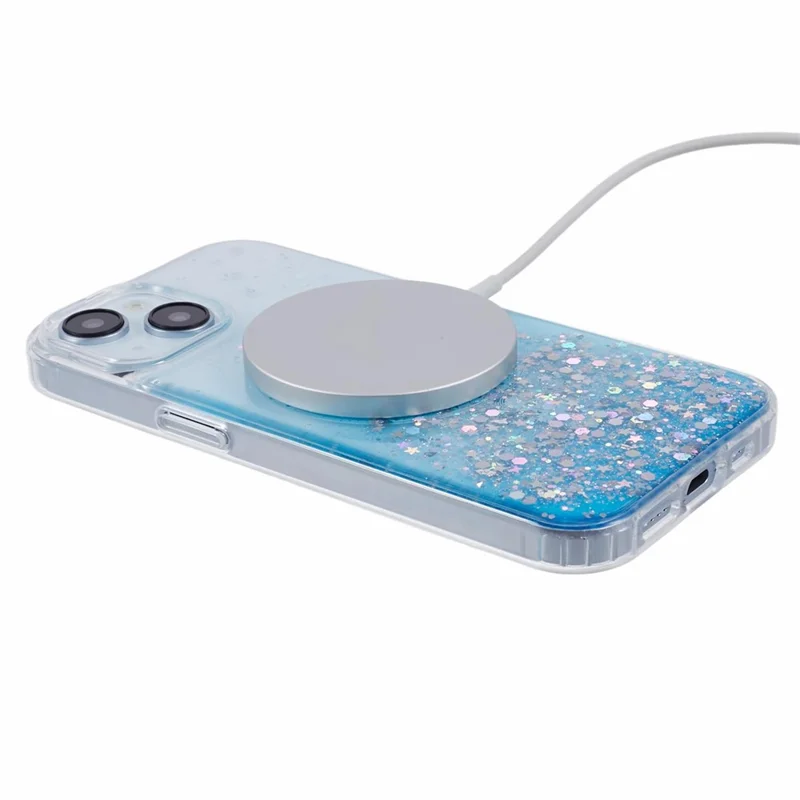 JTW Series for iPhone 14 Case Compatible with MagSafe Glitter Sequins Epoxy Phone Cover - Blue