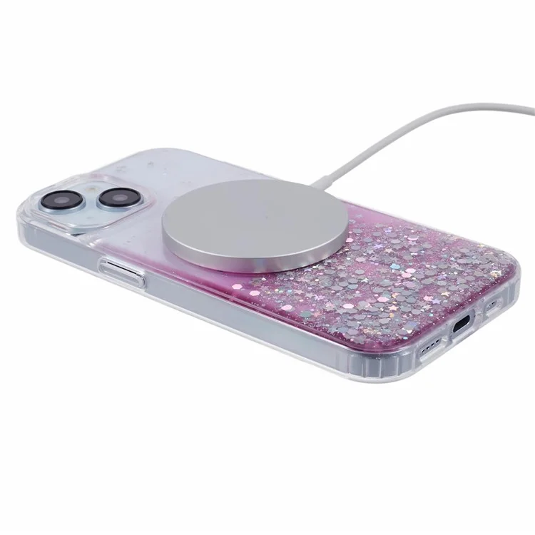 JTW-Serie für iPhone 13 Case Gradient Glitter Acryl+TPU Magnetisches Handyhülle - Pink