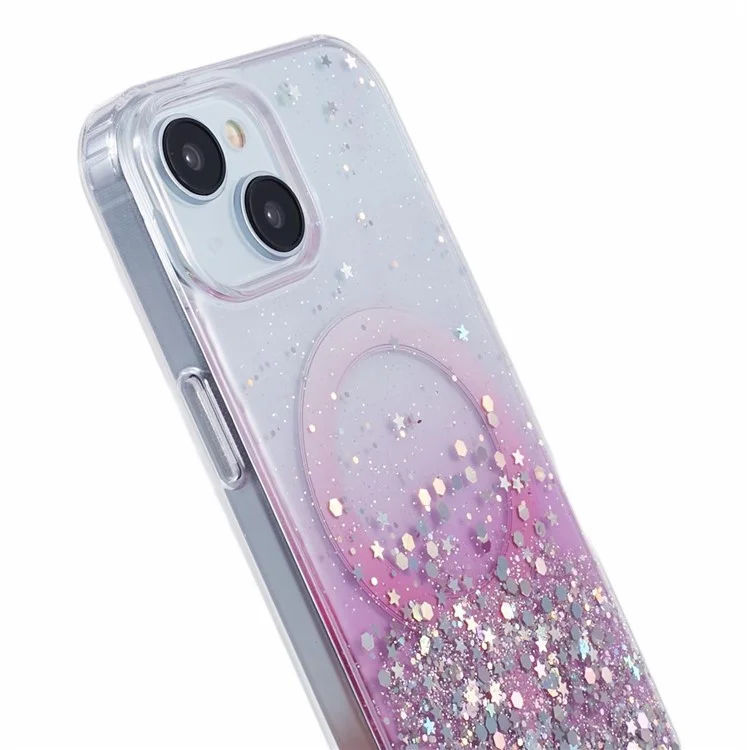JTW-Serie für iPhone 13 Case Gradient Glitter Acryl+TPU Magnetisches Handyhülle - Pink