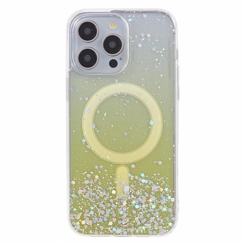 JTW Series For iPhone 12 / 12 Pro 6.1 inch Case Sparkle Epoxy TPU+Acrylic Phone Cover Compatible with MagSafe - Yellow