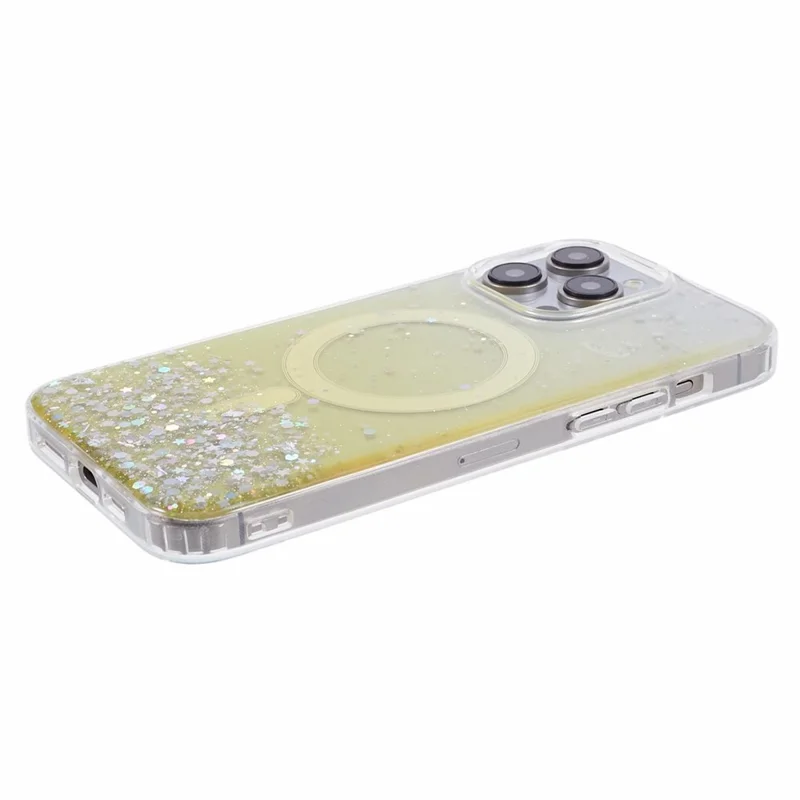 JTW Series For iPhone 12 / 12 Pro 6.1 inch Case Sparkle Epoxy TPU+Acrylic Phone Cover Compatible with MagSafe - Yellow