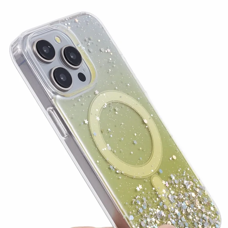 JTW Series For iPhone 12 / 12 Pro 6.1 inch Case Sparkle Epoxy TPU+Acrylic Phone Cover Compatible with MagSafe - Yellow