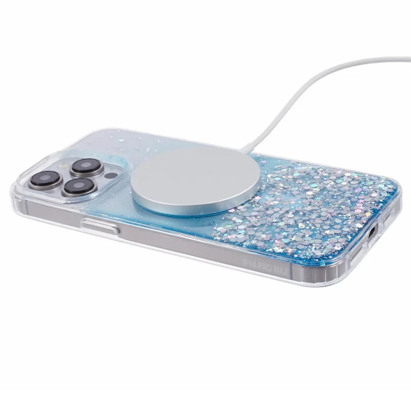 JTW Series For iPhone 12 / 12 Pro 6.1 inch Case Sparkle Epoxy TPU+Acrylic Phone Cover Compatible with MagSafe - Blue