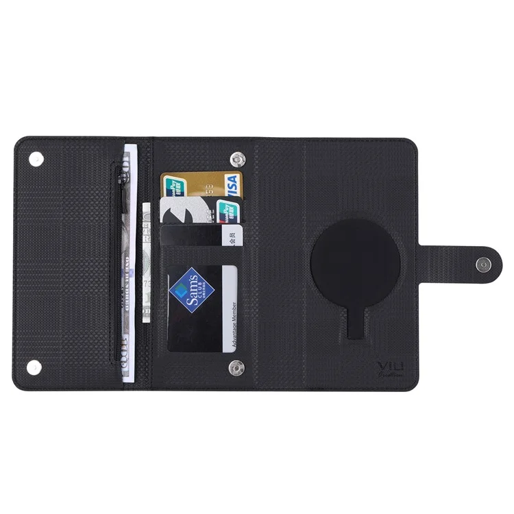 VILI GHB-Serie für iPhone 15 Pro Lederetui RFID-Blockierung Magnetische Handyhülle - Schwarz