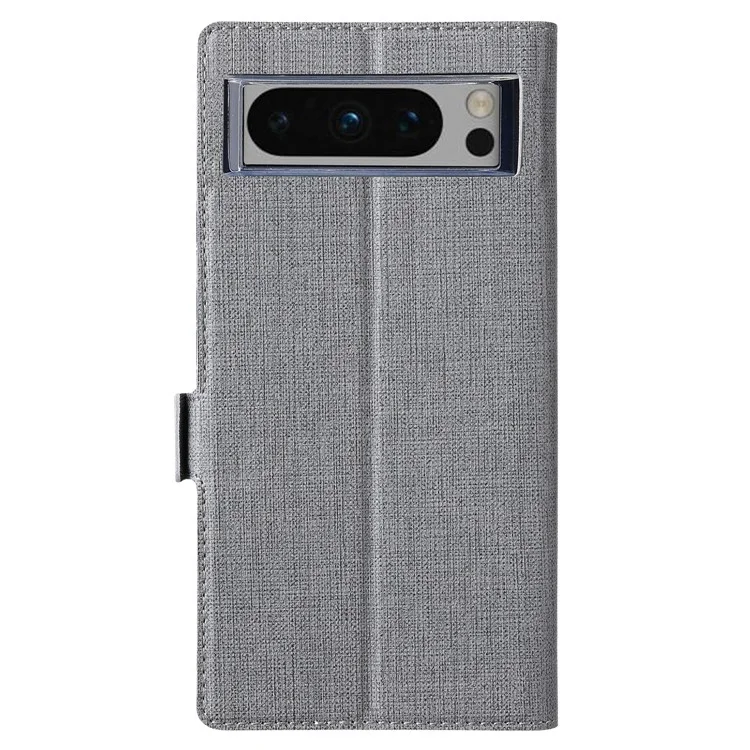 VILI DMK Series for Google Pixel 8 Pro Case Cross Texture Leather Cover with Wallet Stand - Grey