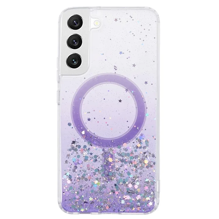JTW Series Glitter Epoxy TPU+Acrylic Phone Case for Samsung Galaxy S22 5G Case Compatible with MagSafe - Purple