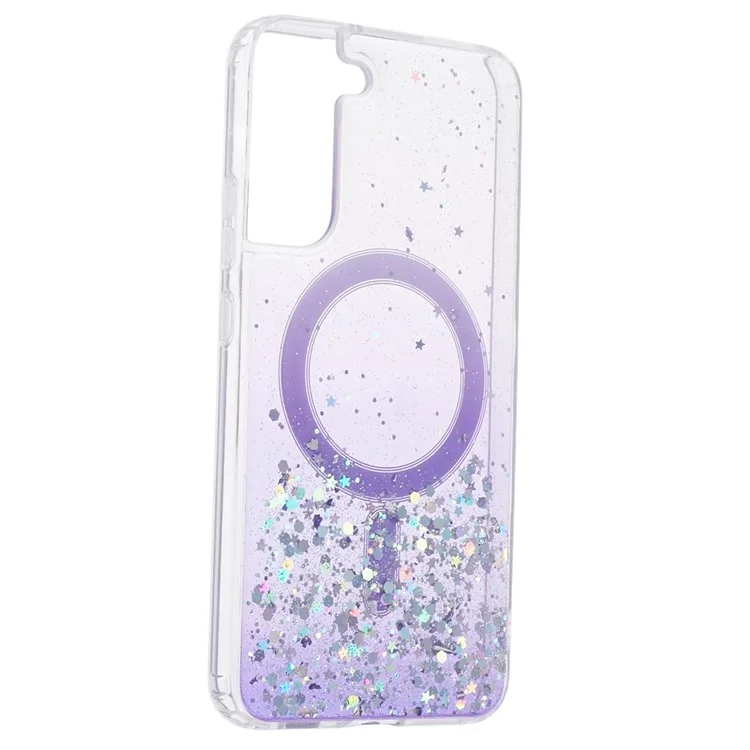 JTW Series Glitter Epoxy TPU+Acrylic Phone Case for Samsung Galaxy S22 5G Case Compatible with MagSafe - Purple