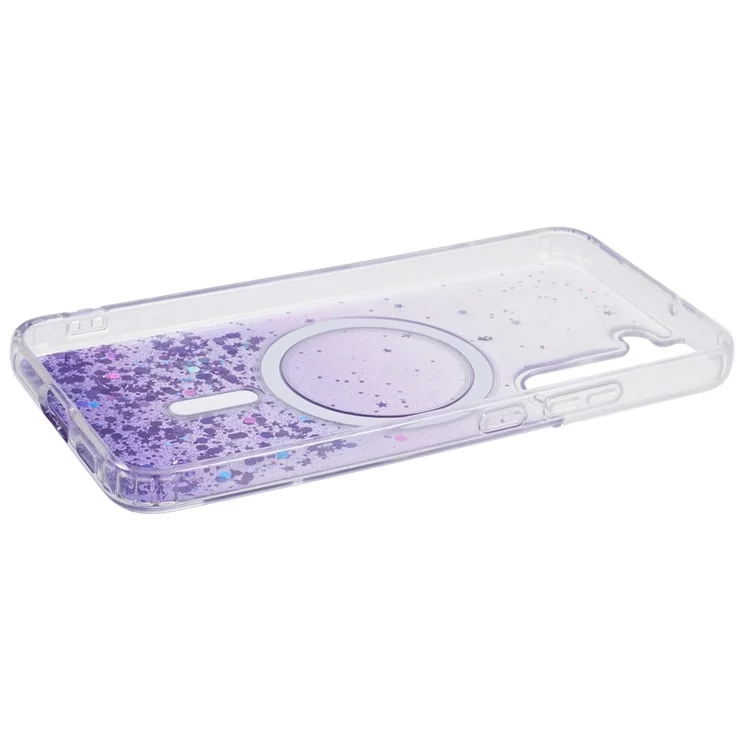 JTW Series Glitter Epoxy TPU+Acrylic Phone Case for Samsung Galaxy S22 5G Case Compatible with MagSafe - Purple