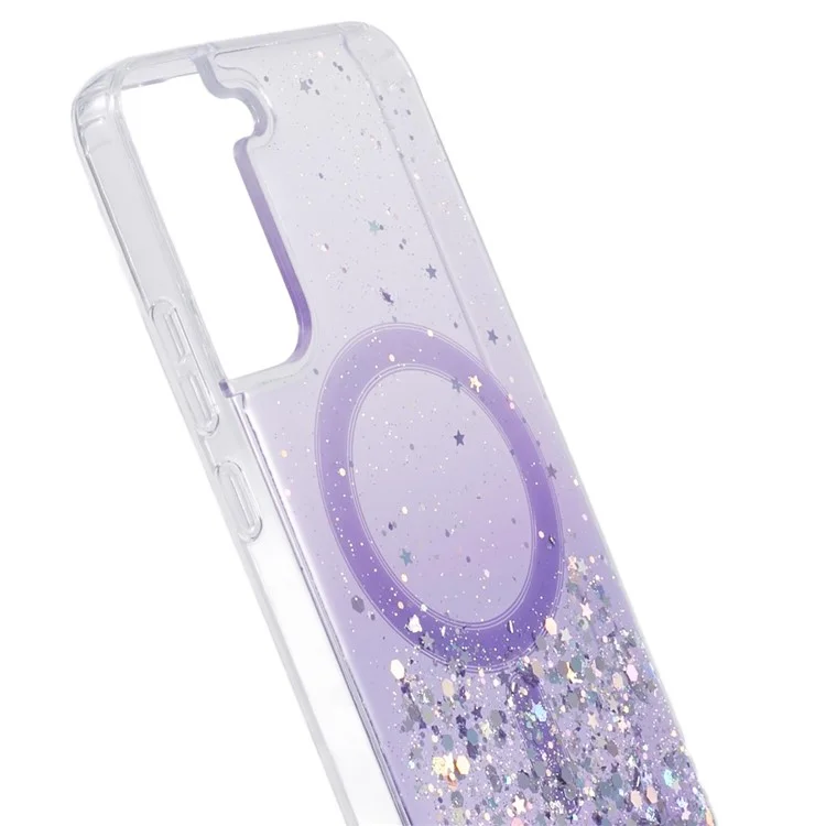 JTW Series Glitter Epoxy TPU+Acrylic Phone Case for Samsung Galaxy S22 5G Case Compatible with MagSafe - Purple