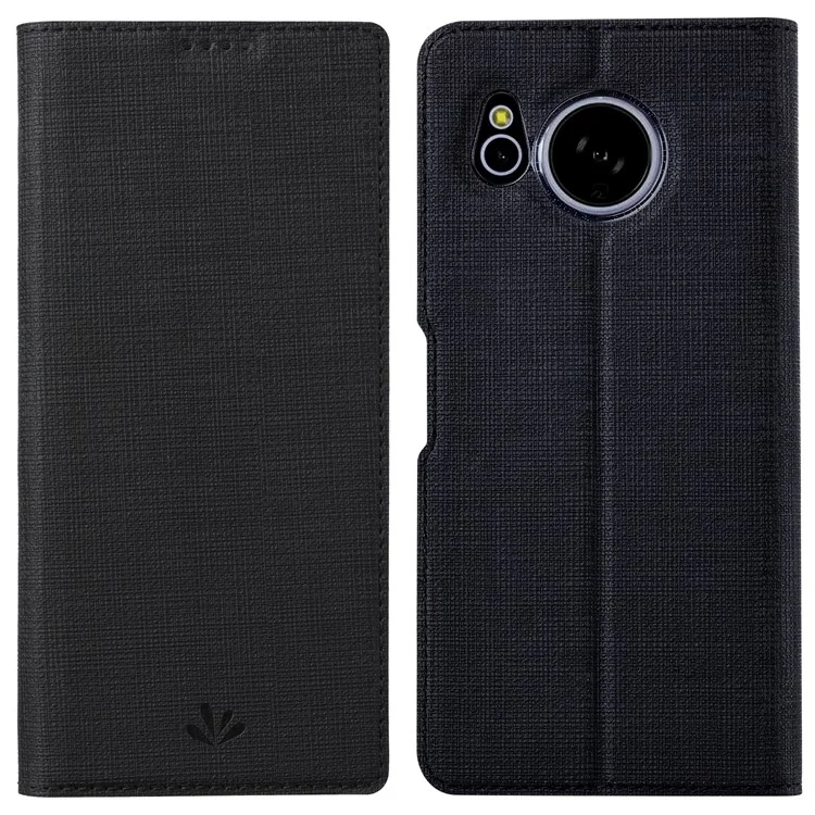 VILI DMX Series For Sharp Aquos Sense 8 Case Leather Stand Cover with Card Holder - Black
