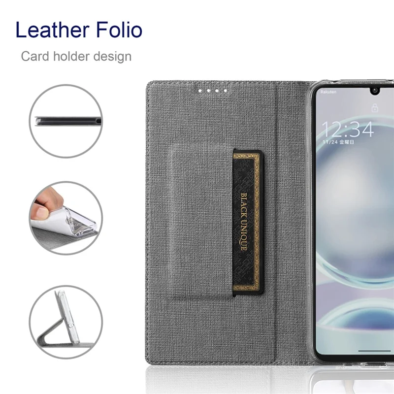 VILI DMX Series For Sharp Aquos Sense 8 Case Leather Stand Cover with Card Holder - Grey