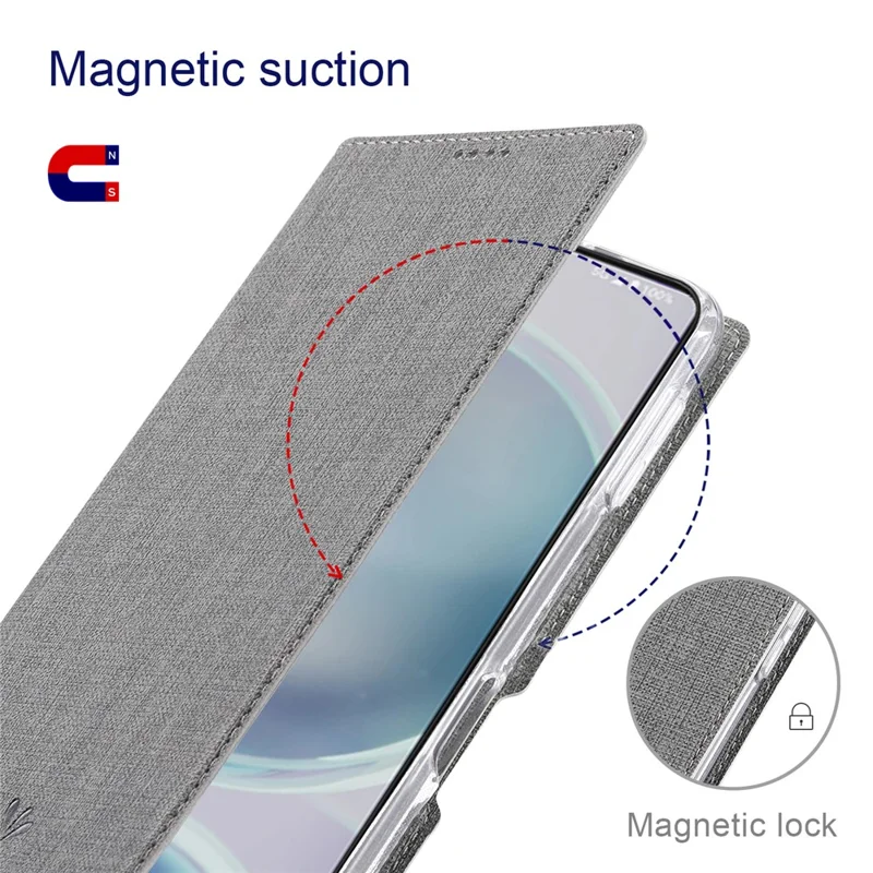 VILI DMX Series For Sharp Aquos Sense 8 Case Leather Stand Cover with Card Holder - Grey