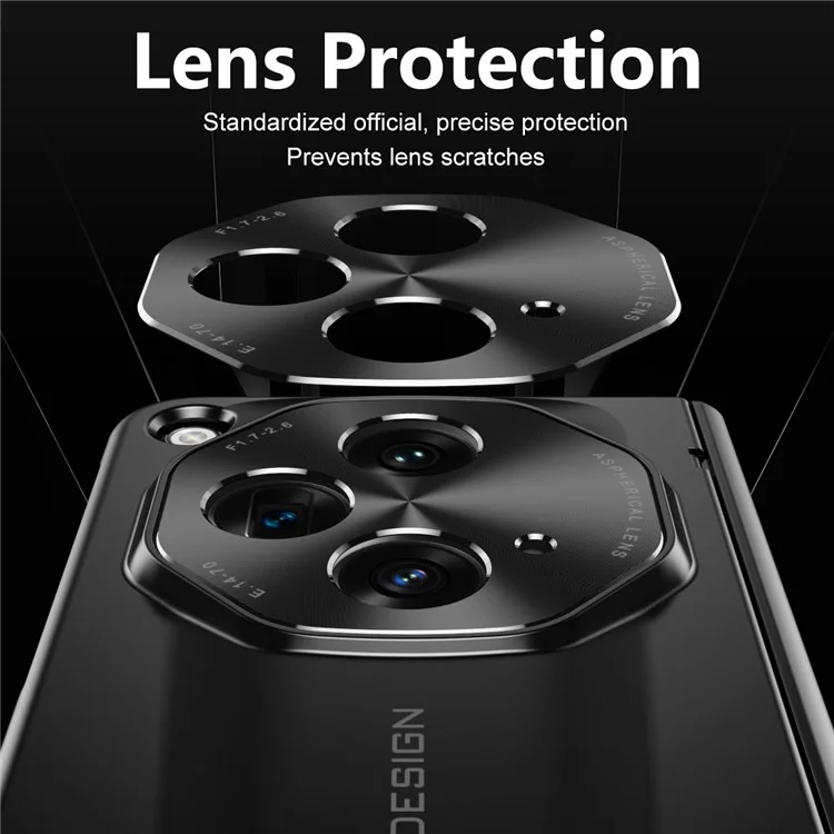 Для чехла для телефона Oppo Find N3 5G Складной защита петли PC Cover с закаленной стеклянной пленкой - Черный