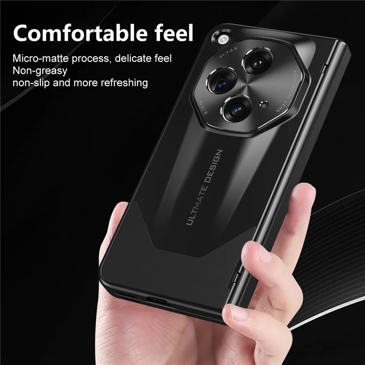 Для чехла для телефона Oppo Find N3 5G Складной защита петли PC Cover с закаленной стеклянной пленкой - Черный