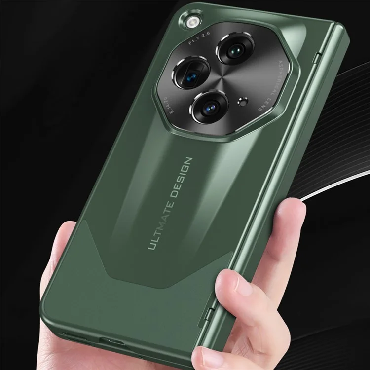 For OnePlus Open Case Tempered Glass Film Hinge Protection PC Cover with Stylus / Stylus Slot - Green
