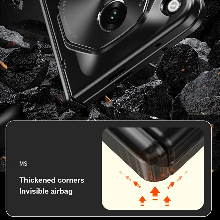 For OnePlus Open Case Tempered Glass Film Hinge Protection PC Cover with Stylus / Stylus Slot - Gold