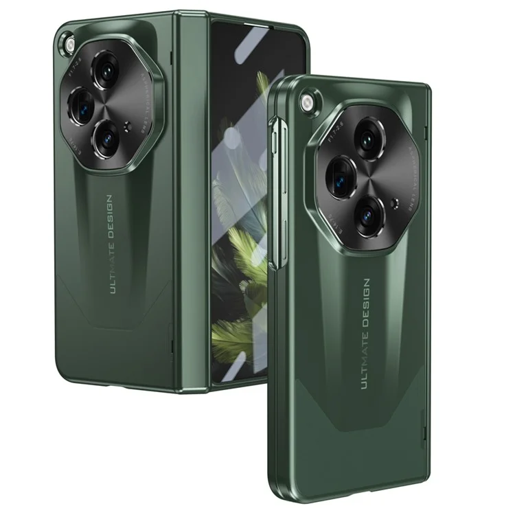 For OnePlus Open Phone Case Tempered Glass Film Hinge Protection Hard PC Cover - Green