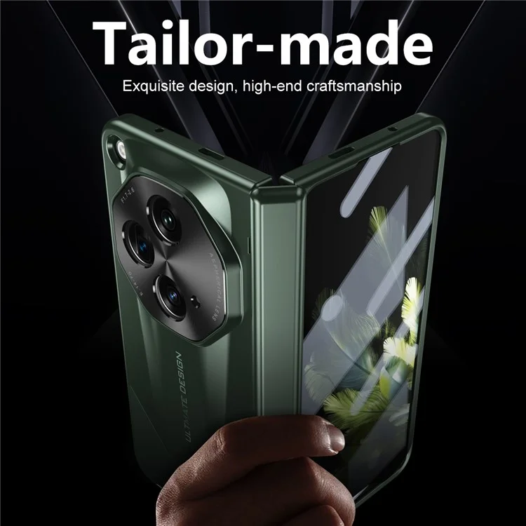For OnePlus Open Phone Case Tempered Glass Film Hinge Protection Hard PC Cover - Green