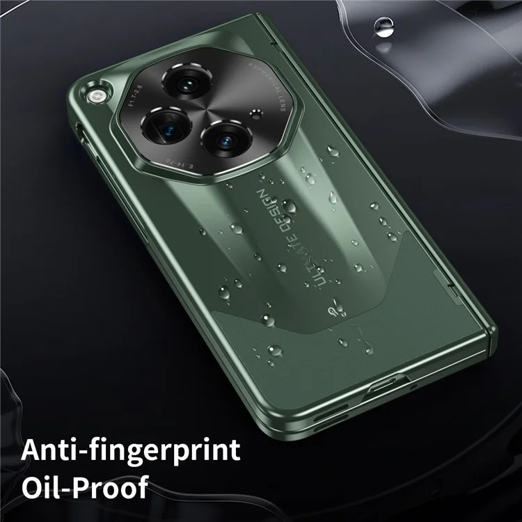 For OnePlus Open Phone Case Tempered Glass Film Hinge Protection Hard PC Cover - Green
