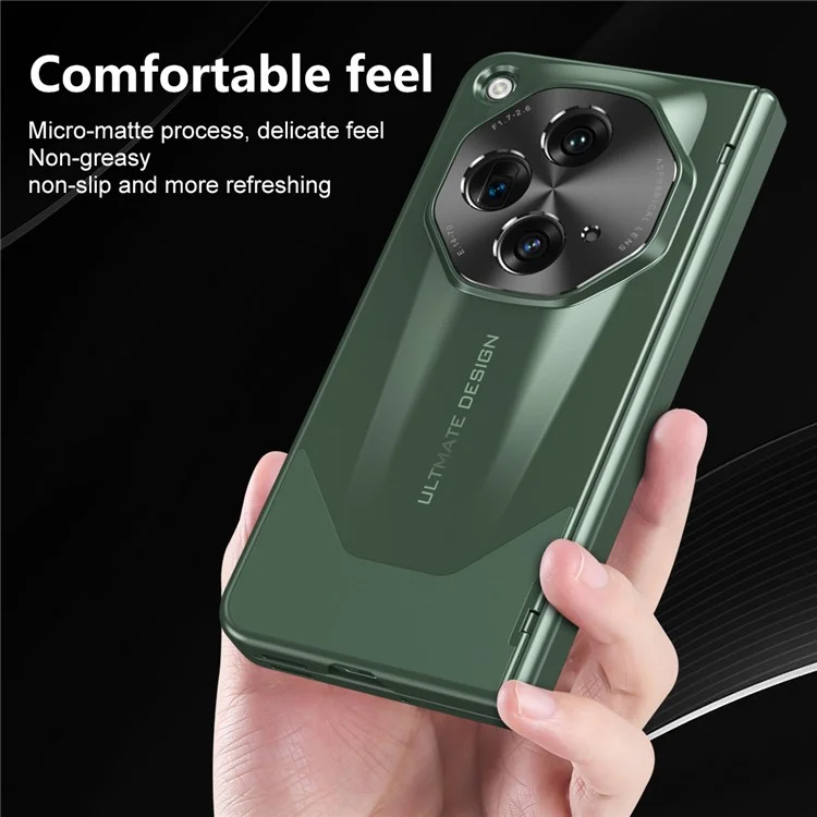 For OnePlus Open Phone Case Tempered Glass Film Hinge Protection Hard PC Cover - Green