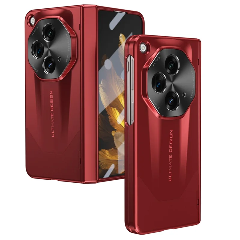 Obudowa do telefonu OnePlus Open z hartowaną folią ekranową, ochroną zawiasu i twardą pokrywą PC - Czerwony