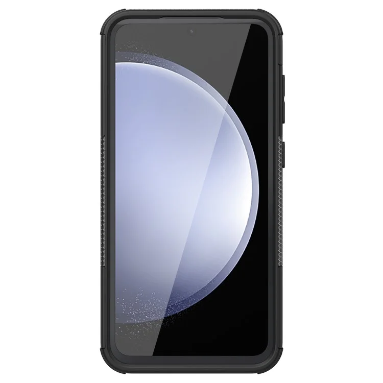 Para Samsung Galaxy S23 FE Case Cool Tyre Pattern PC+TPU Kickstand Cover - Preto