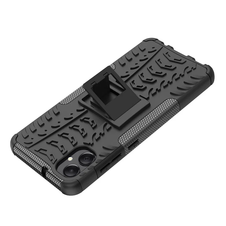 Für Samsung Galaxy A05 4G Hülle Reifenmuster Design Kickstand Handyhülle - Schwarz