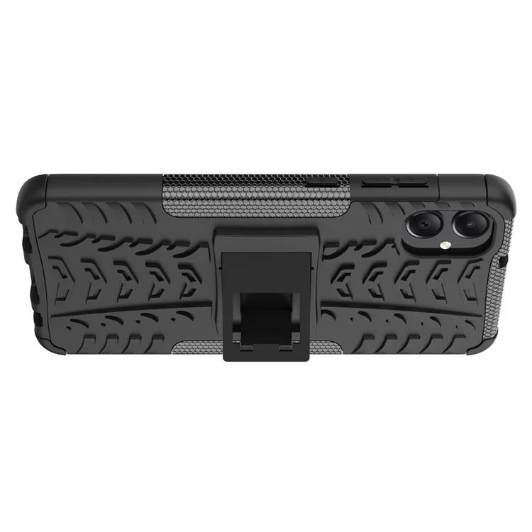 Für Samsung Galaxy A05 4G Hülle Reifenmuster Design Kickstand Handyhülle - Schwarz