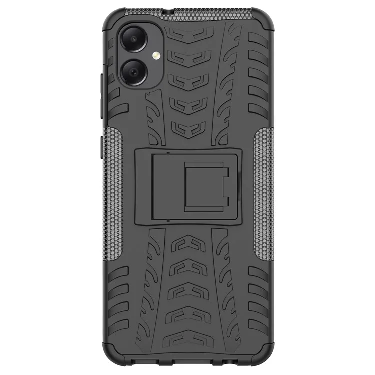 Für Samsung Galaxy A05 4G Hülle Reifenmuster Design Kickstand Handyhülle - Schwarz