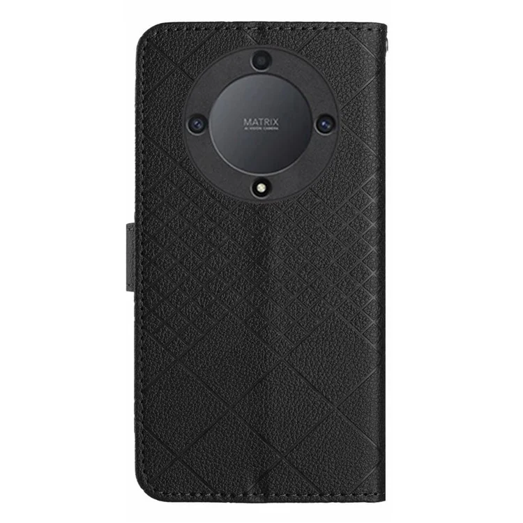 HT06 Per Honor X9a 5G / X40 5G / Magic5 Lite 5G Custodia Romboidale Impresso in Pelle PU Custodia per Telefono - Nero