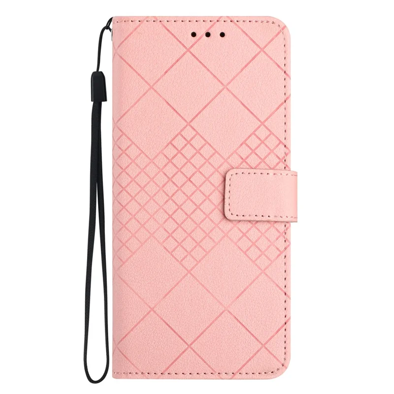 HT06 For Honor X9a 5G / X40 5G / Magic5 Lite 5G Case Rhombus Imprinted PU Leather Phone Cover - Pink