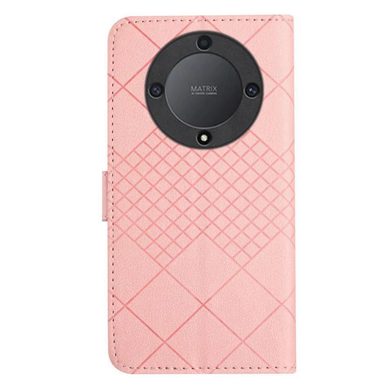 HT06 For Honor X9a 5G / X40 5G / Magic5 Lite 5G Case Rhombus Imprinted PU Leather Phone Cover - Pink