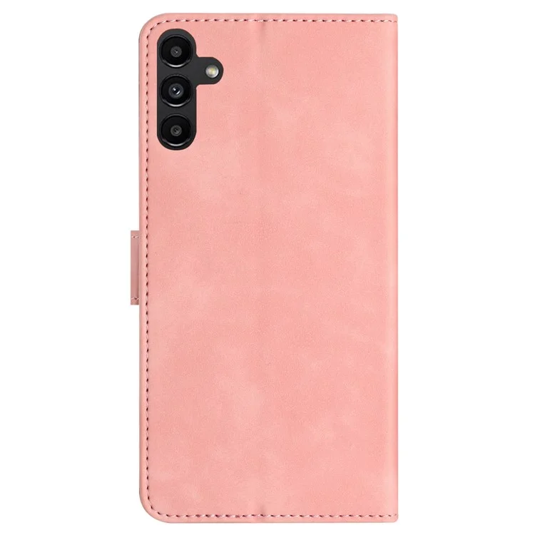 Для Samsung Galaxy A15 5G Чехол с гравировкой в виде бабочки, бумажник из искусственной кожи, подставка для телефона - Розовый
