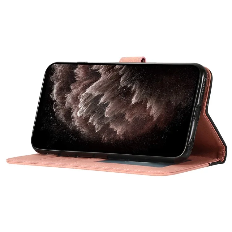 Per Samsung Galaxy A05s 4G Case Color Splicing PU Leather Phone Cover - Nero+Rosa