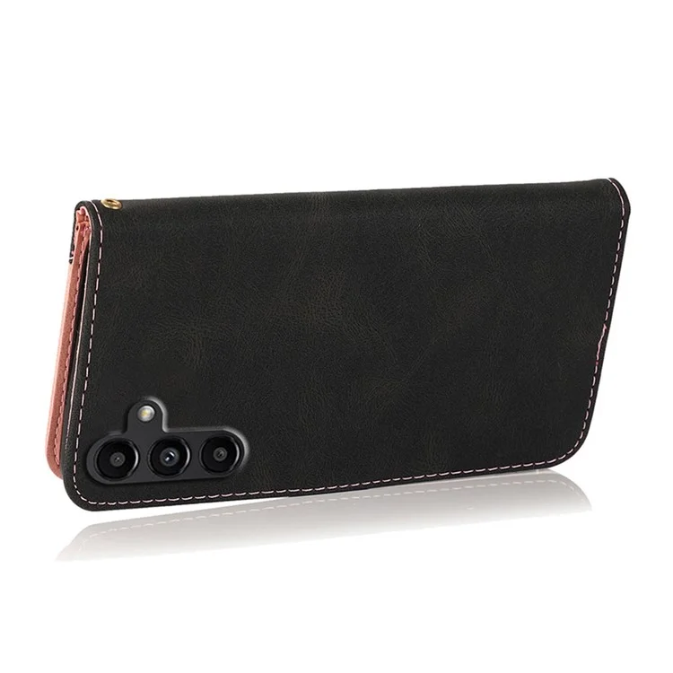 Per Samsung Galaxy A05s 4G Case Color Splicing PU Leather Phone Cover - Nero+Rosa