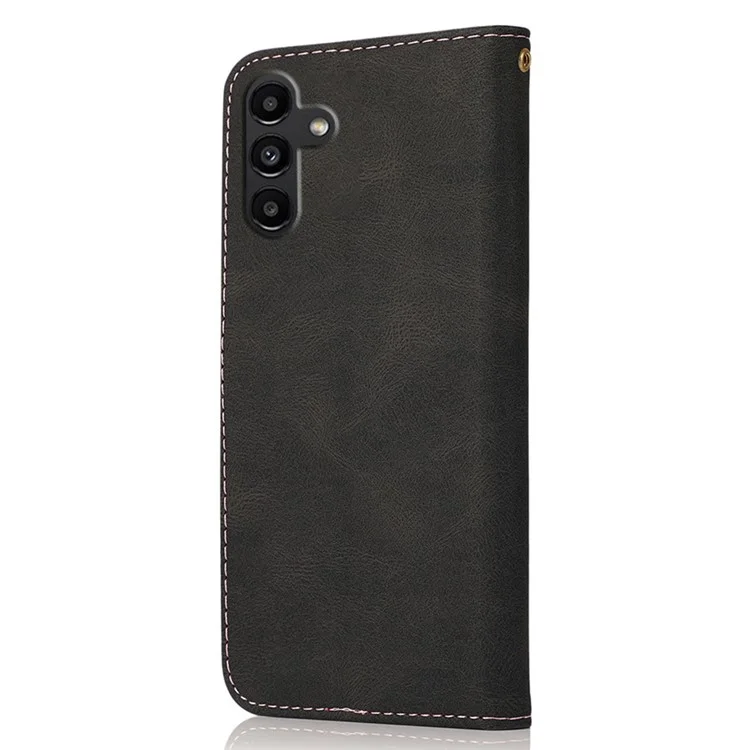 Per Samsung Galaxy A05s 4G Case Color Splicing PU Leather Phone Cover - Nero+Rosa
