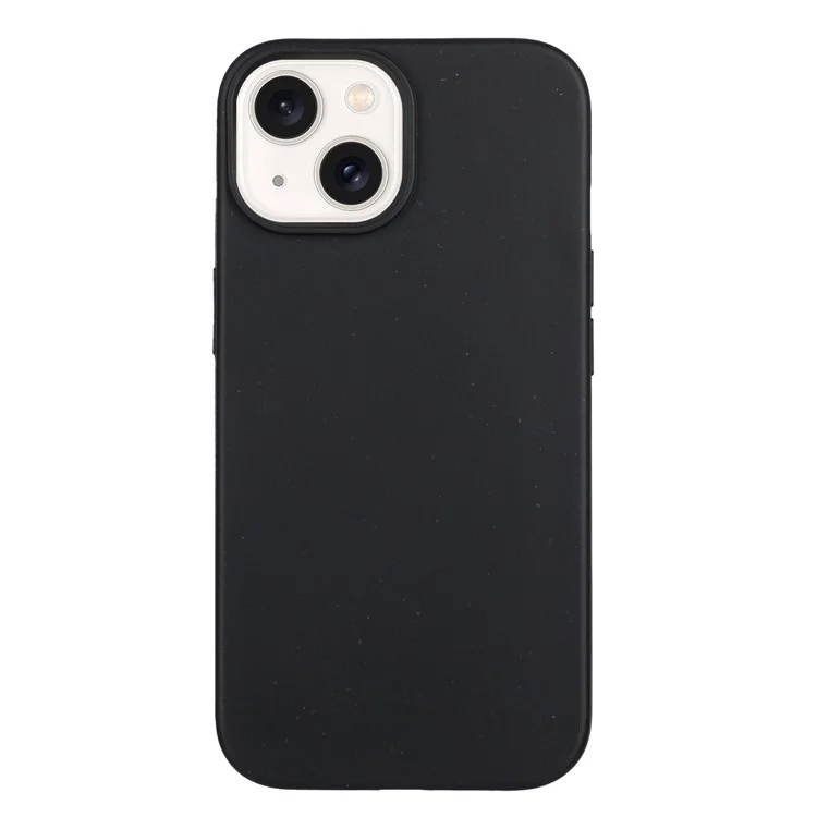 Für iPhone 13 Case Smooth Tough Wheat Straw+TPU Magnetic Phone Cover - Schwarz