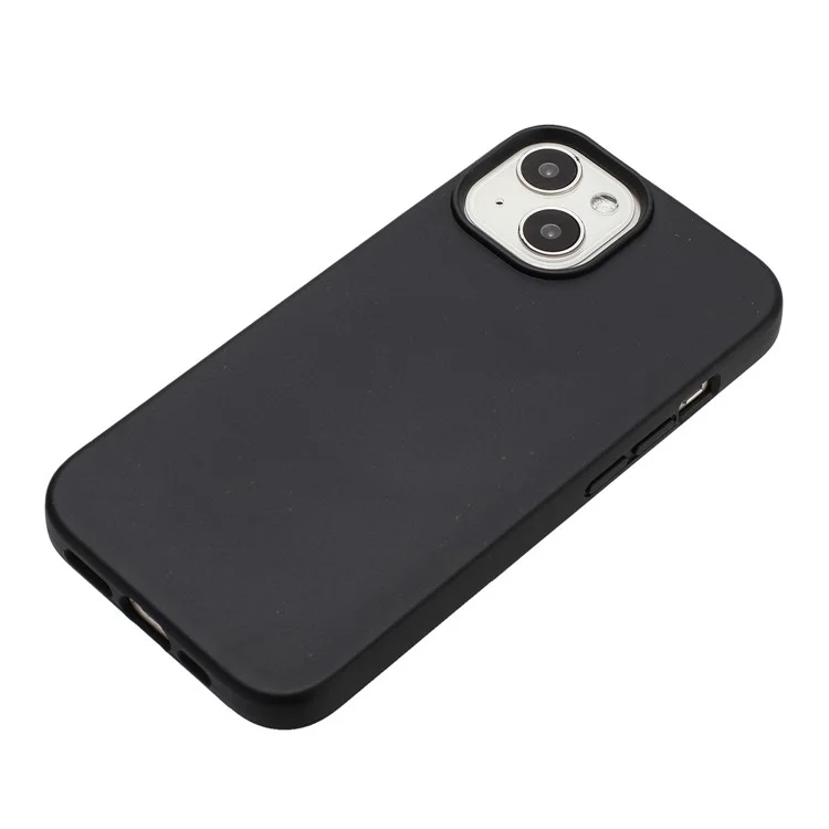 Für iPhone 13 Case Smooth Tough Wheat Straw+TPU Magnetic Phone Cover - Schwarz