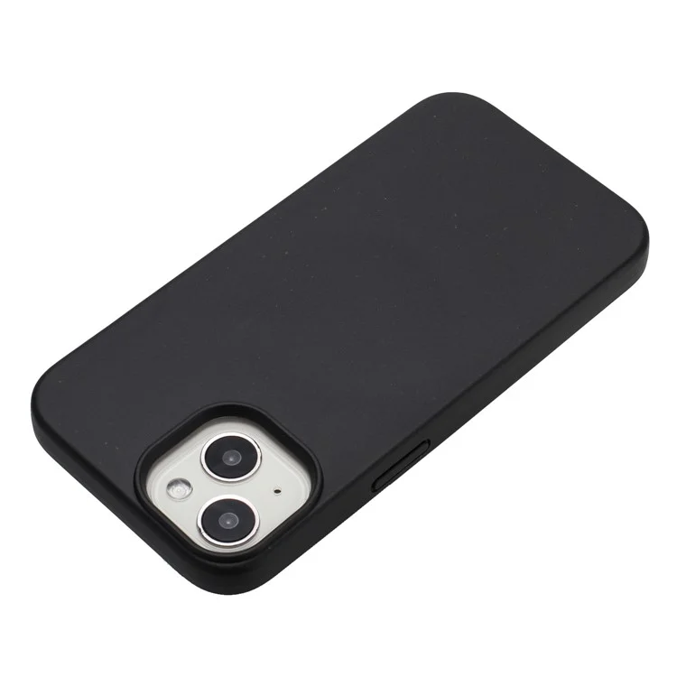 Für iPhone 13 Case Smooth Tough Wheat Straw+TPU Magnetic Phone Cover - Schwarz
