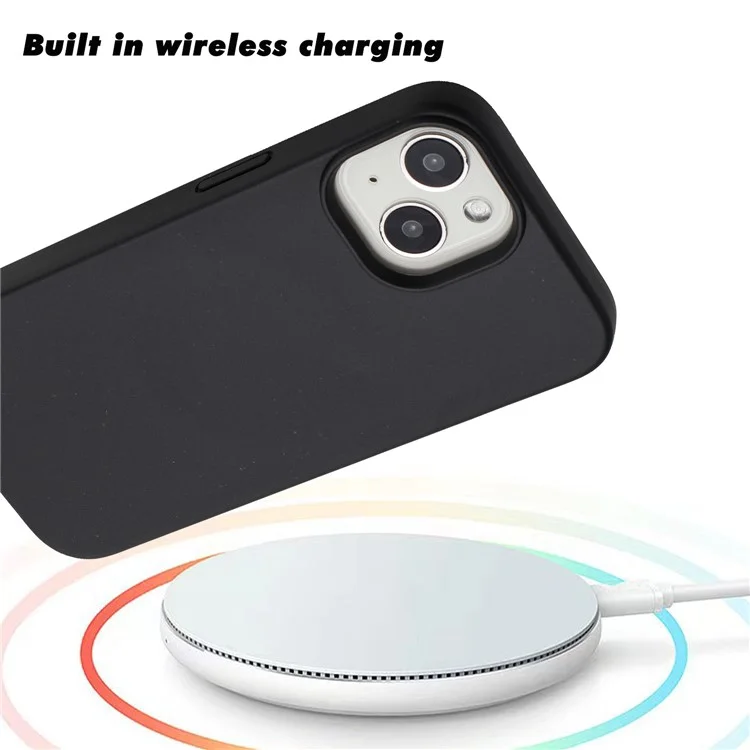 Für iPhone 13 Case Smooth Tough Wheat Straw+TPU Magnetic Phone Cover - Schwarz