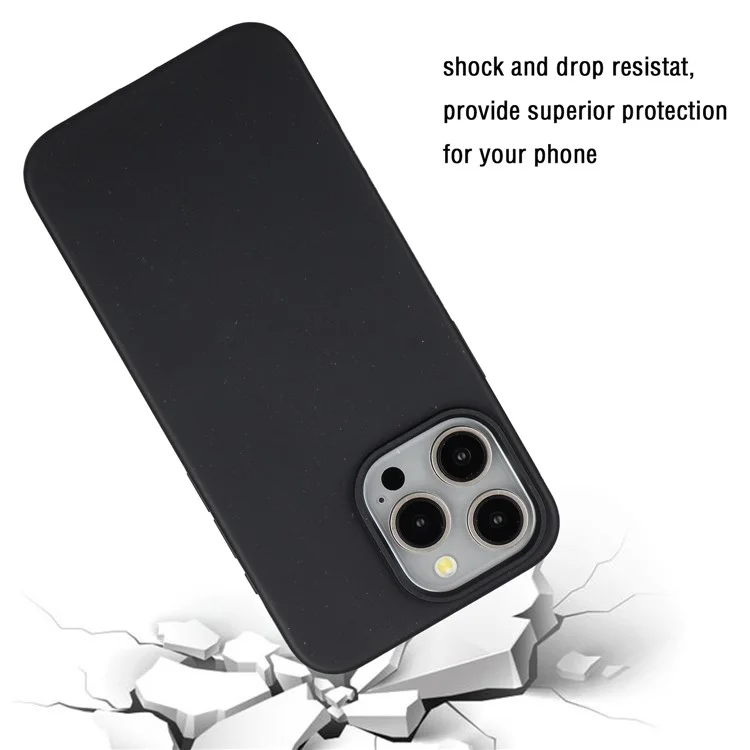 Für iPhone 12 / 12 Pro Case Weizenstroh+TPU Vollständig biologisch abbaubarer Telefonschutz - Schwarz