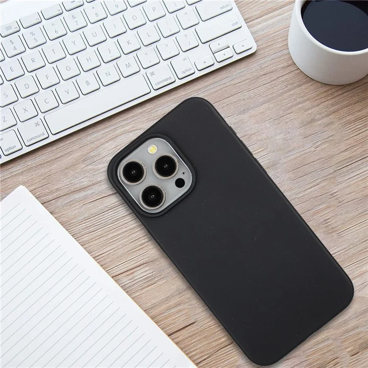 Für iPhone 12 / 12 Pro Case Weizenstroh+TPU Vollständig biologisch abbaubarer Telefonschutz - Schwarz