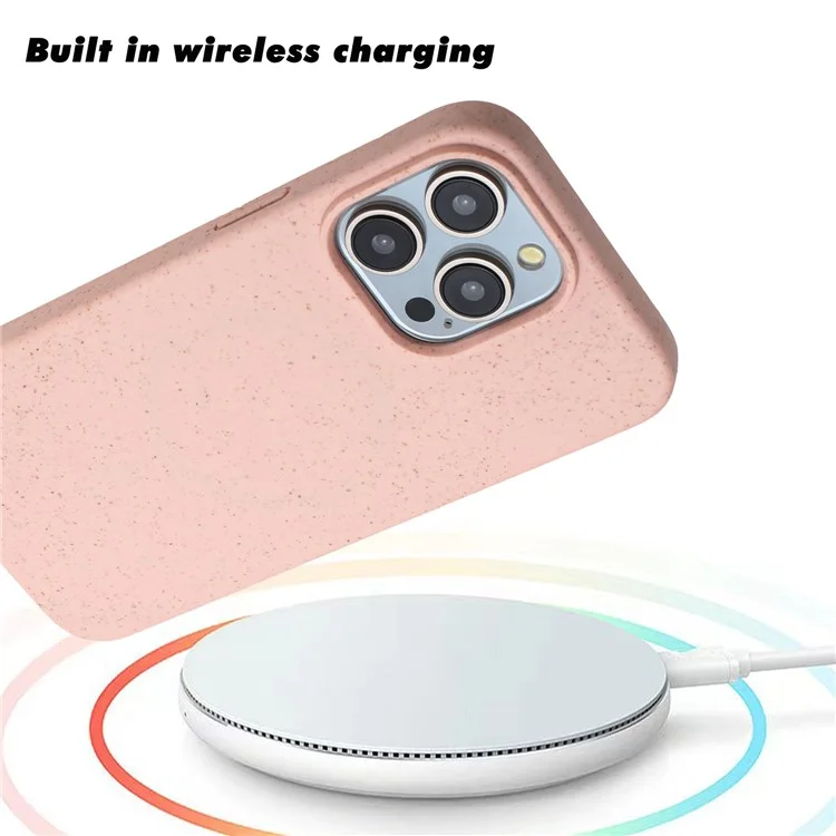 Étui pour iPhone 12 / 12 Pro en paille de blé + TPU entièrement biodégradable - Rose